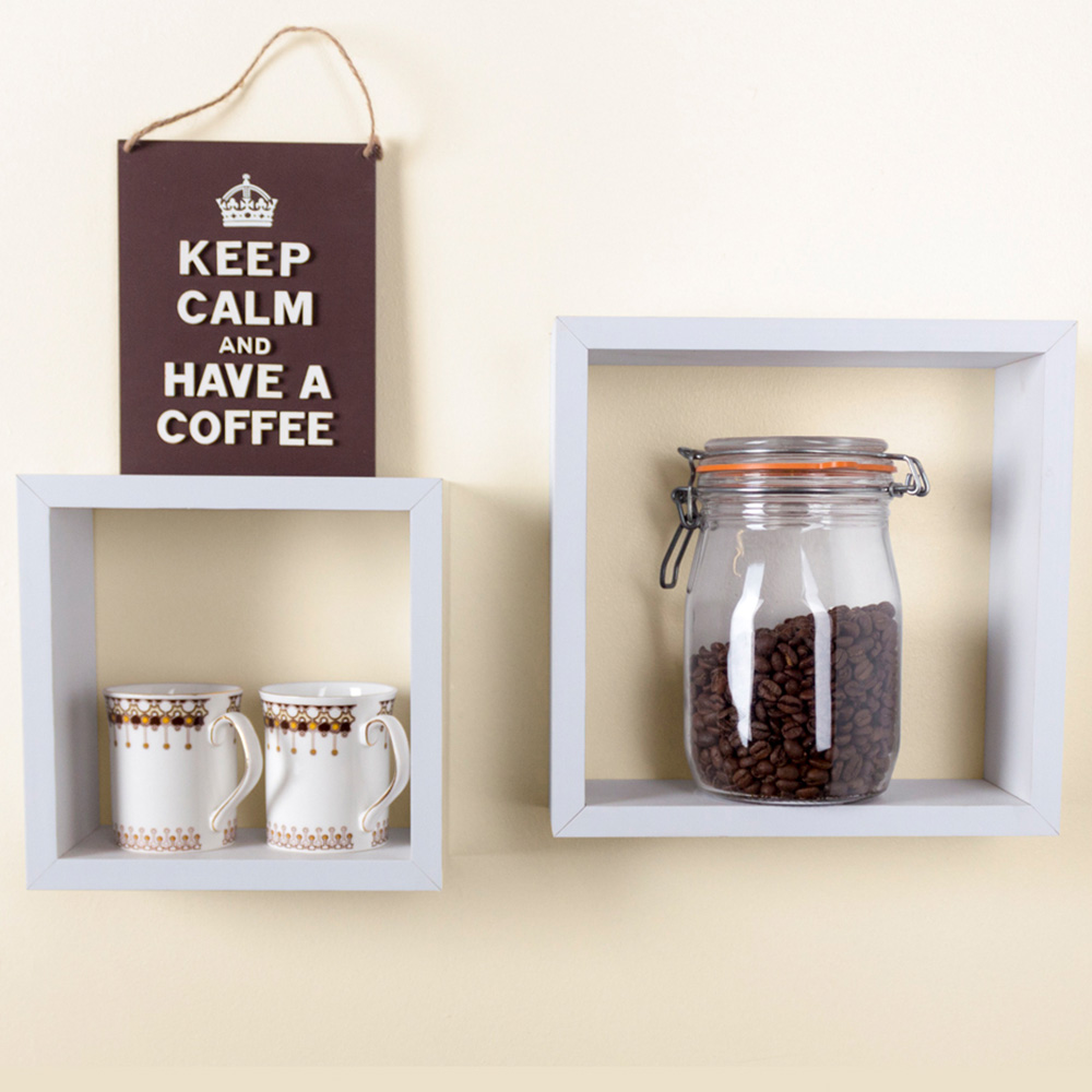 Core Products Hudson Set of 2 Matt White Wall Cubes Image 1