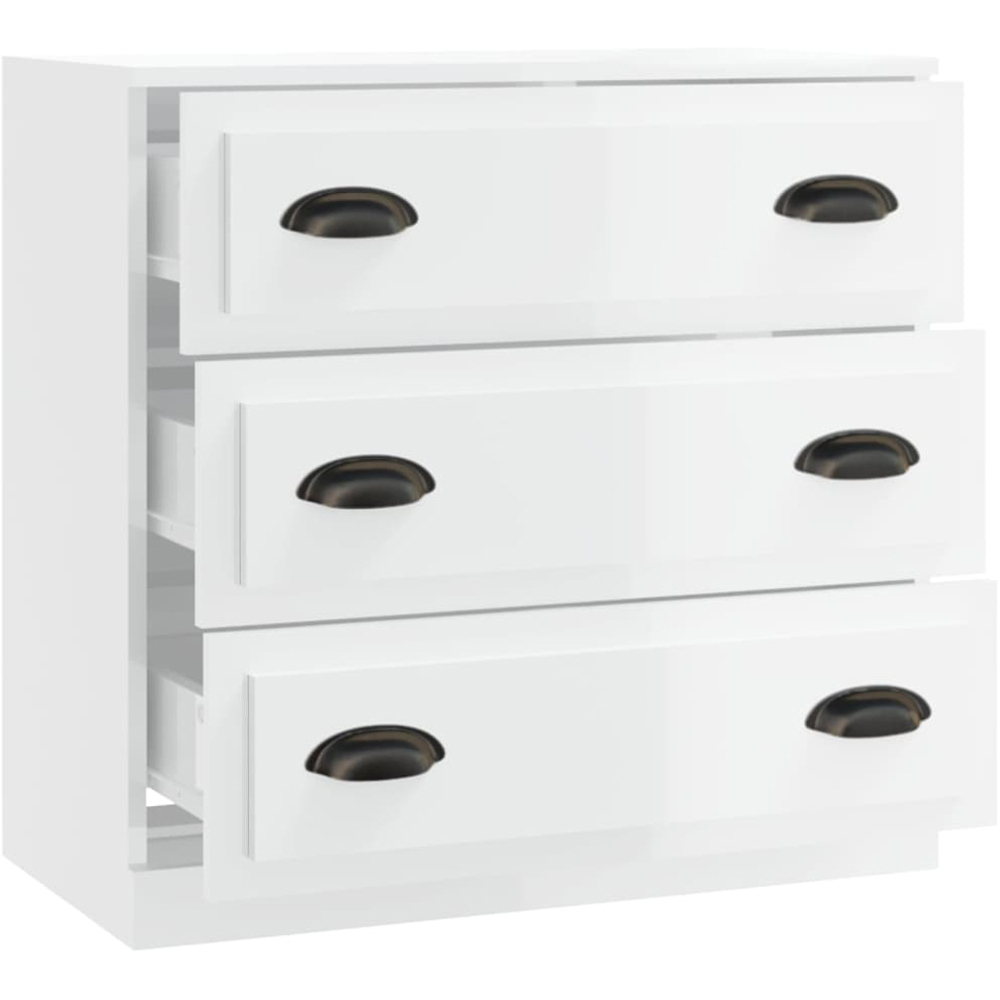 vidaXL 3 Drawer High Gloss White Sideboard Image 3