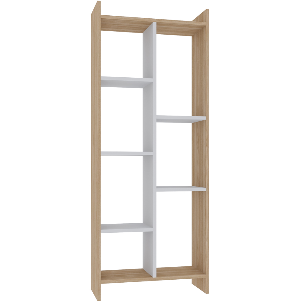 Decorotika Eden 7 Shelf Oak and White Freestanding Bookcase Image 2