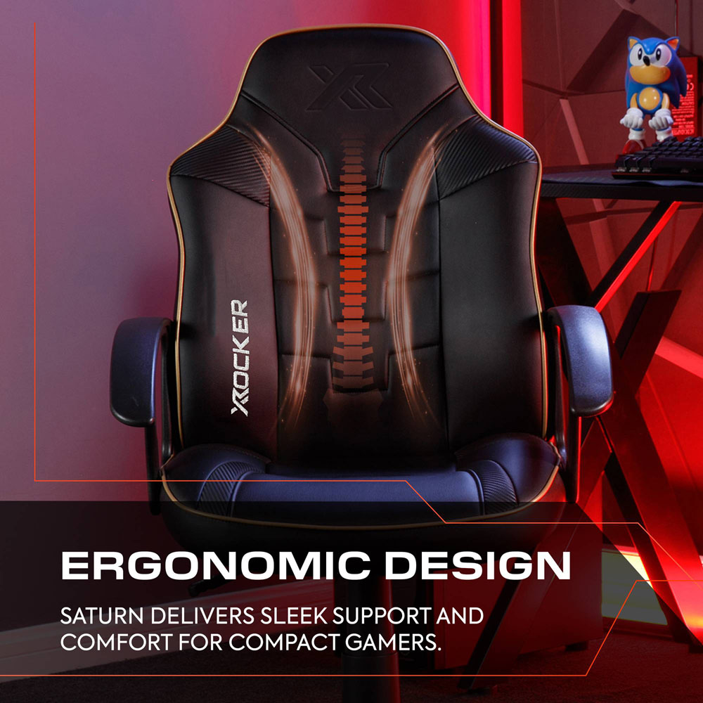 X Rocker Saturn Black and Gold Mid-Back Wheeled Juniors and Teens Esport Gaming Chair Image 4