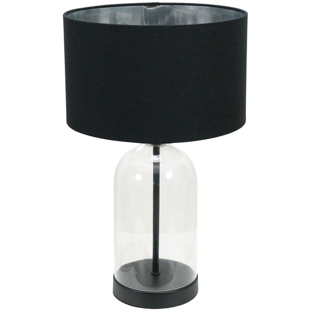 ValueLights Jessy Black Glass LED Table Lamp with Black and Chrome Velvet Lamp Shade Image 1