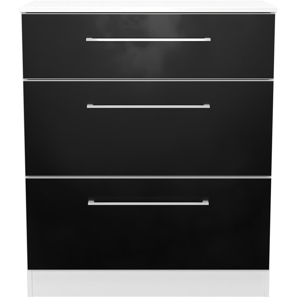 Crowndale Worcester 3 Drawer Matt Black and White Deep Chest of Drawers Ready Assembled Image 2