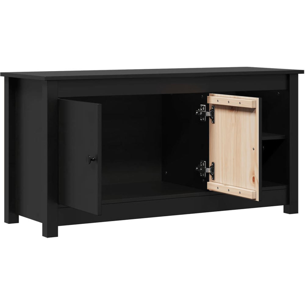 vidaXL 2 Door 2 Shelf Black Solid Pine Wood TV Cabinet Image 4