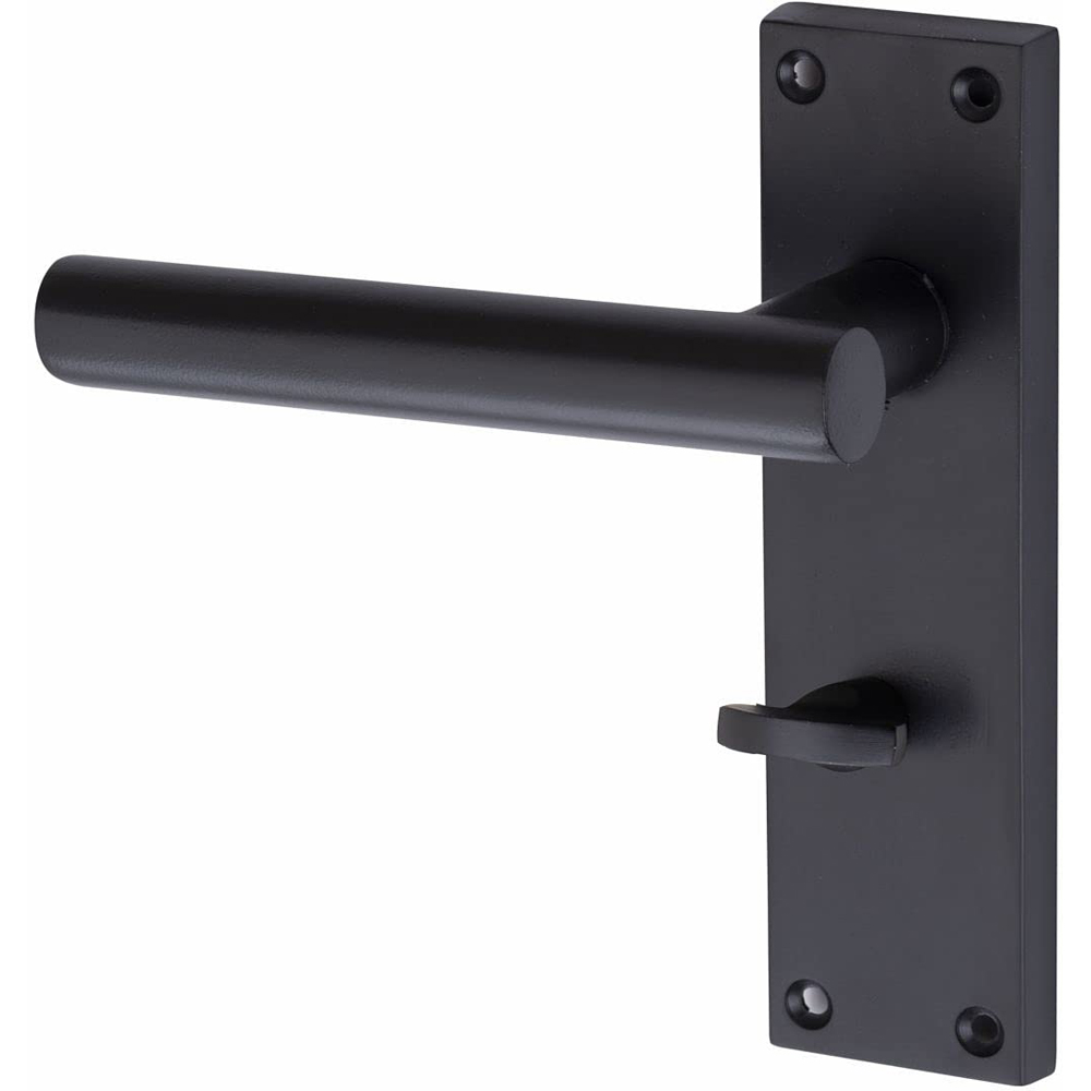 Golden Grace Matt Black T-Bar Bathroom Backplate Door Handle Set Image 2