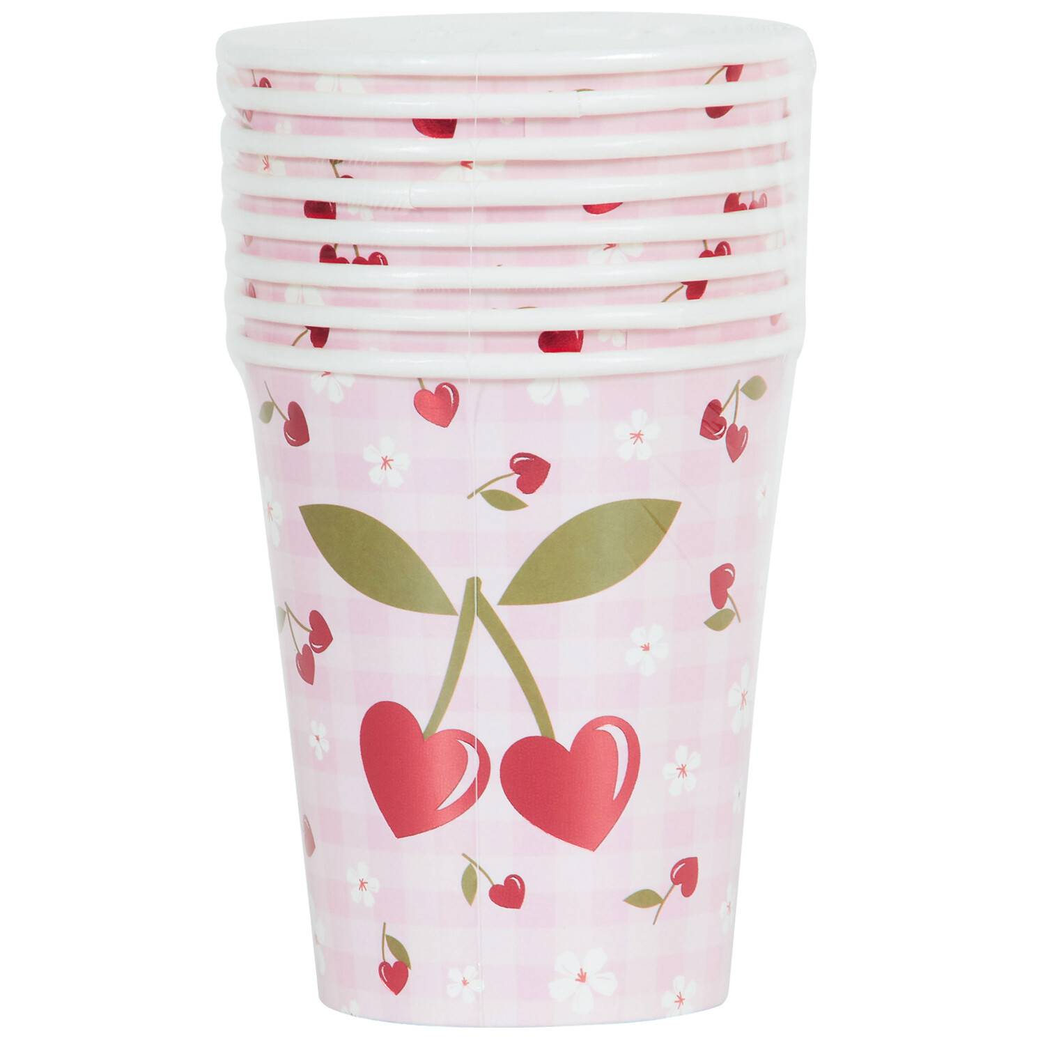Pack of 8 Cherry Paper Cups - Pink Image 1