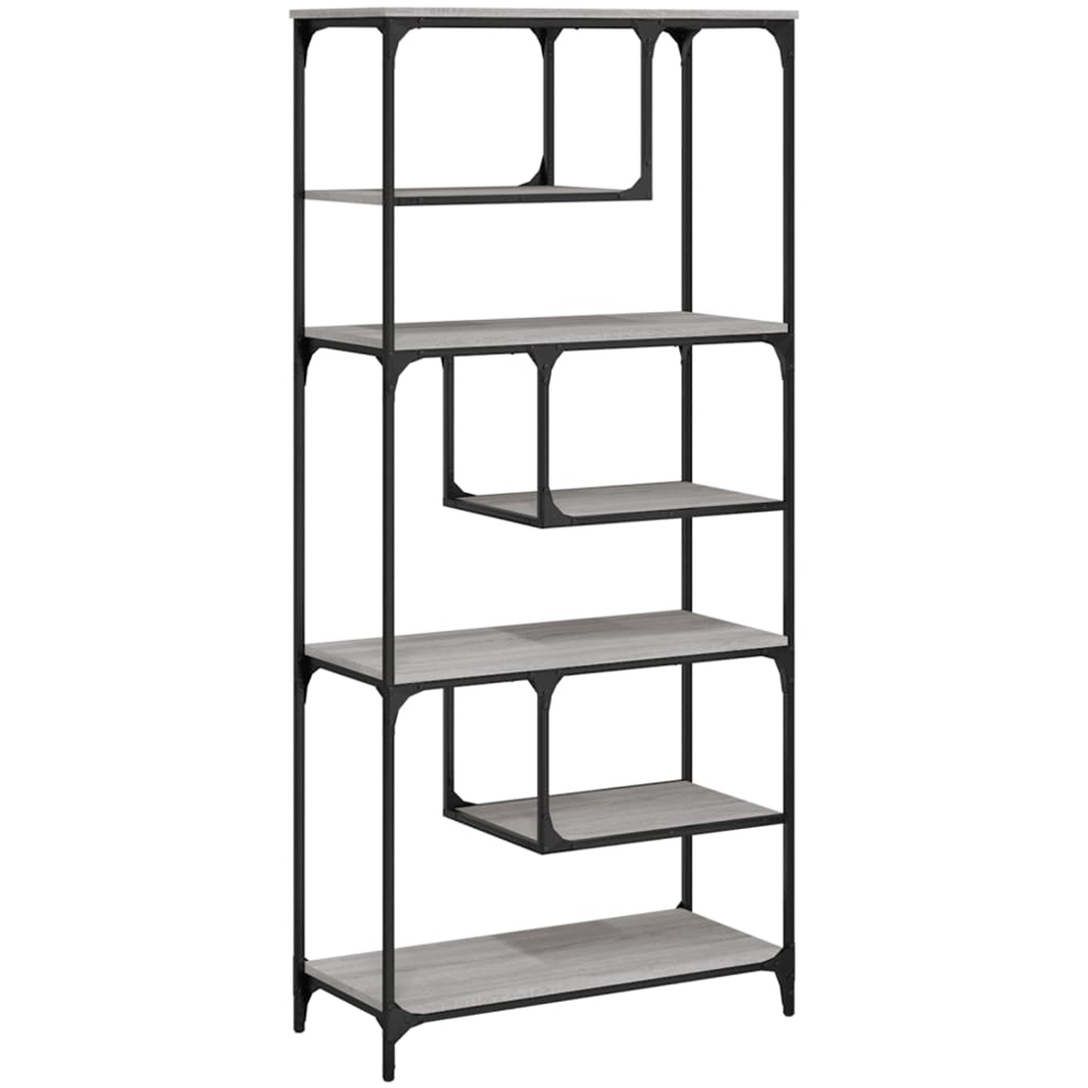 vidaXL 6 Shelf Grey Sonoma Industrial Style Bookcase Image 2