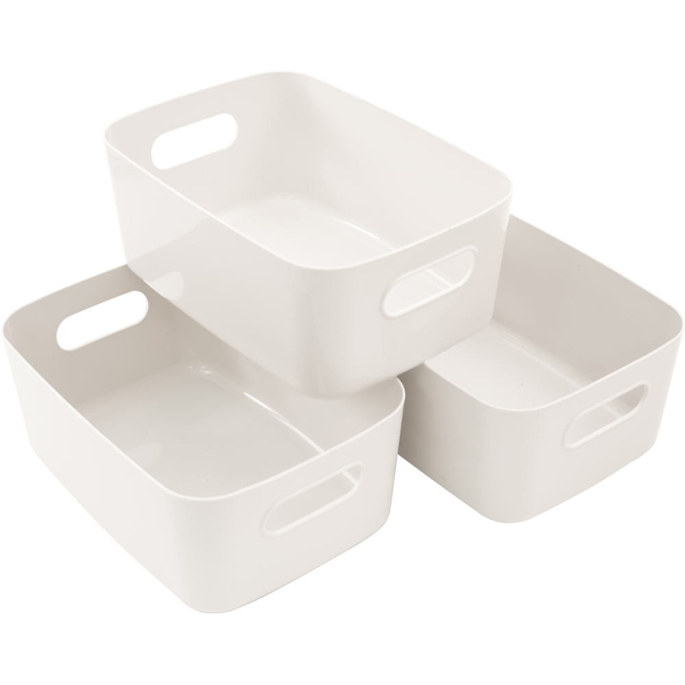 SA Products White Plastic Storage Basket Set of 3 Image 1