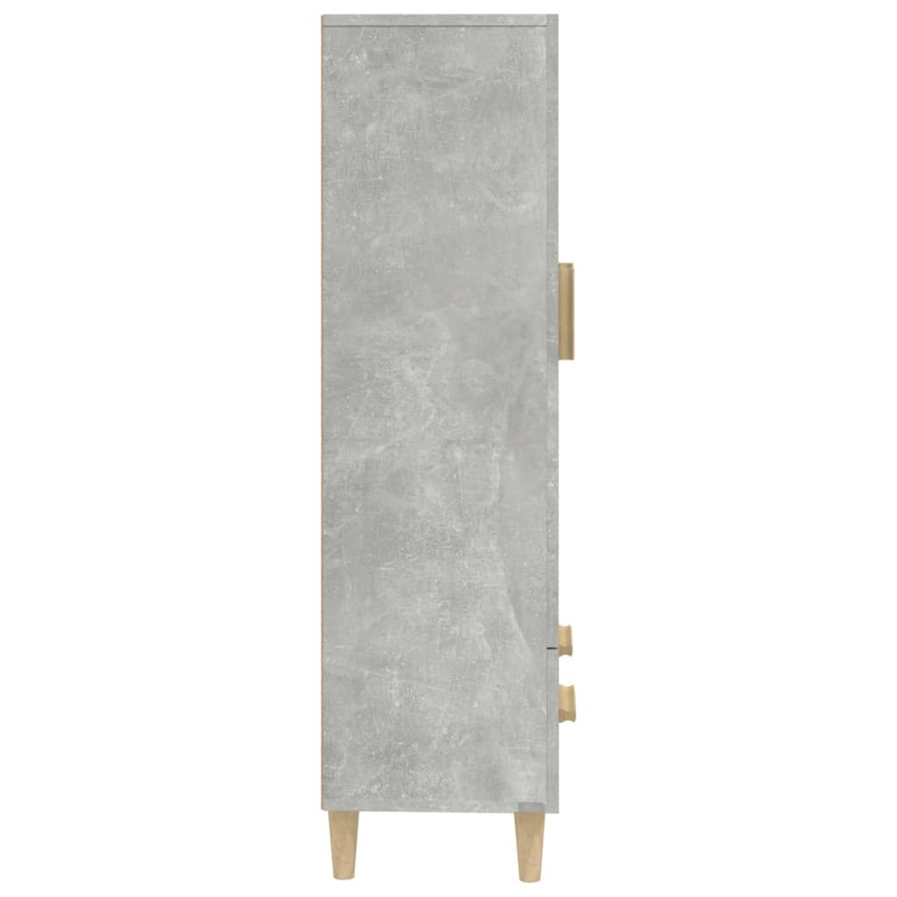 vidaXL 2 Door Single Drawer Concrete Grey Highboard with Wooden Handles Image 8