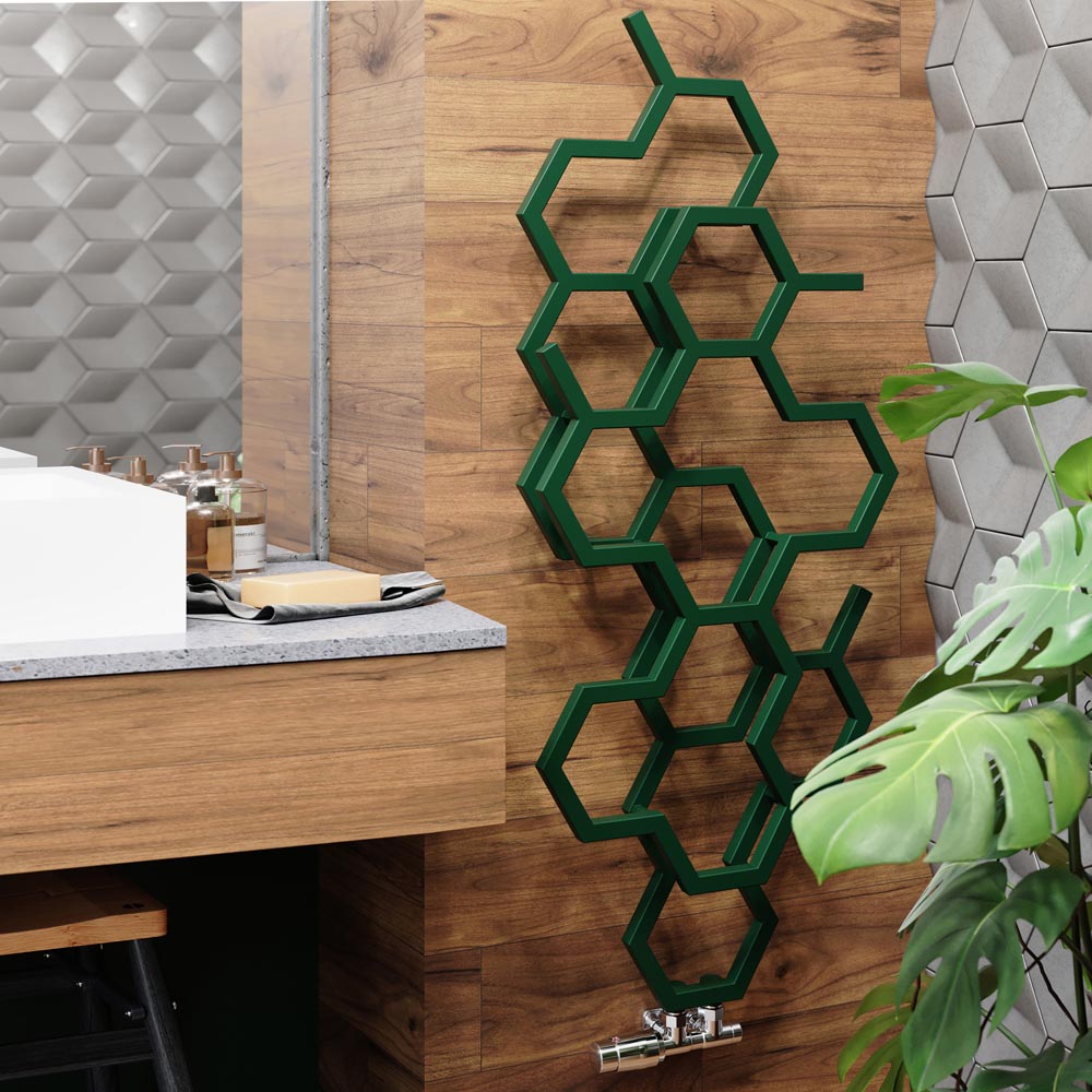 Terma Hex 1180 BTU Matt Green Radiator 1220 x 486mm Image 7