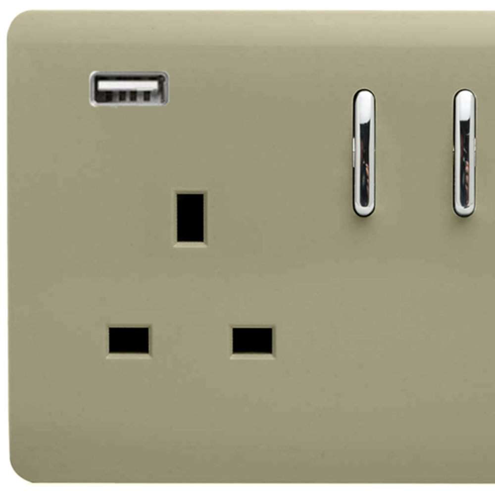 Trendi Switch 2 Gang 13amp 2 Port USB Champagne Gold Switched Plug Socket Image 2