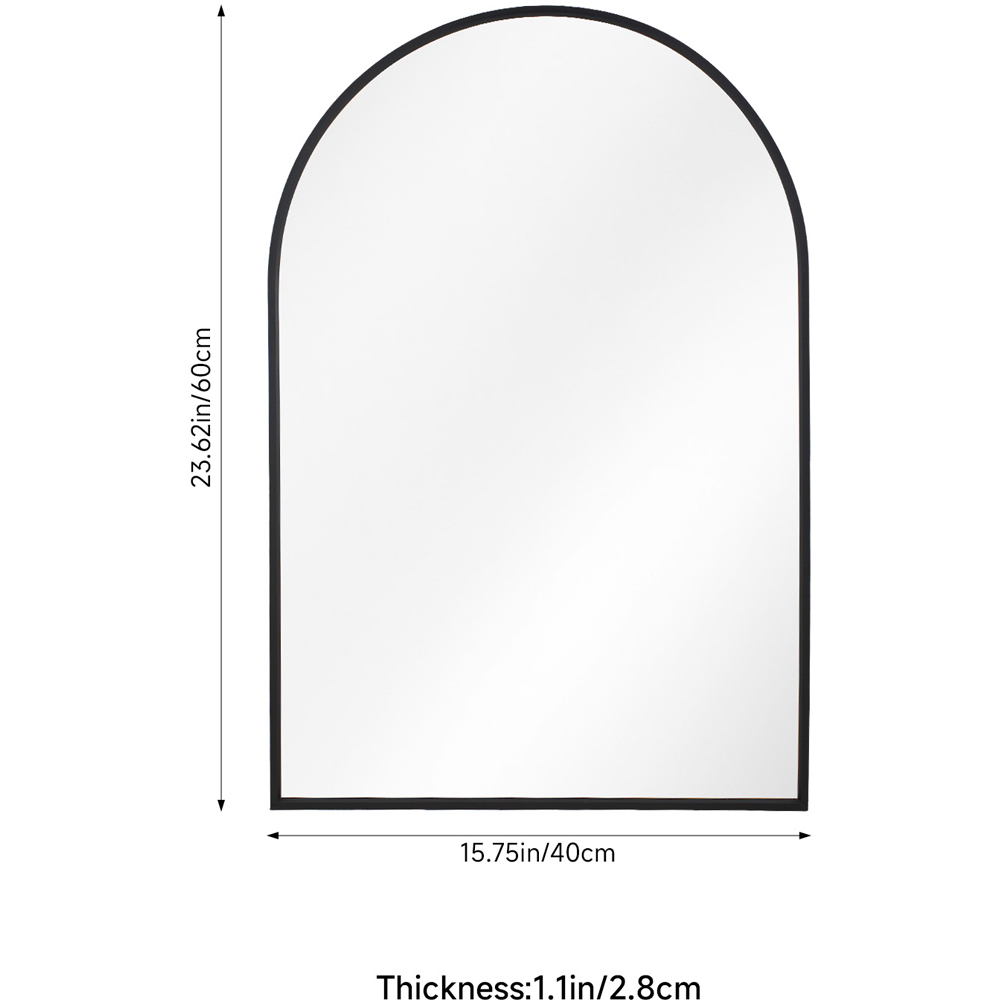 Living and Home Black Arched Aluminium Framed HD Float Glass Bathroom Mirror 40 x 60cm Image 8