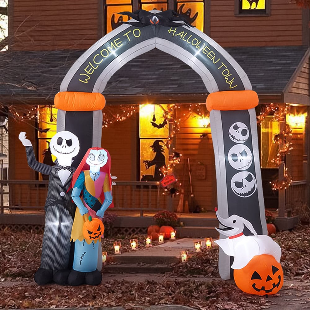 Living and Home Halloween Inflatable LED Jack Skellington and Sally Welcoming Archway 10ft Image 2