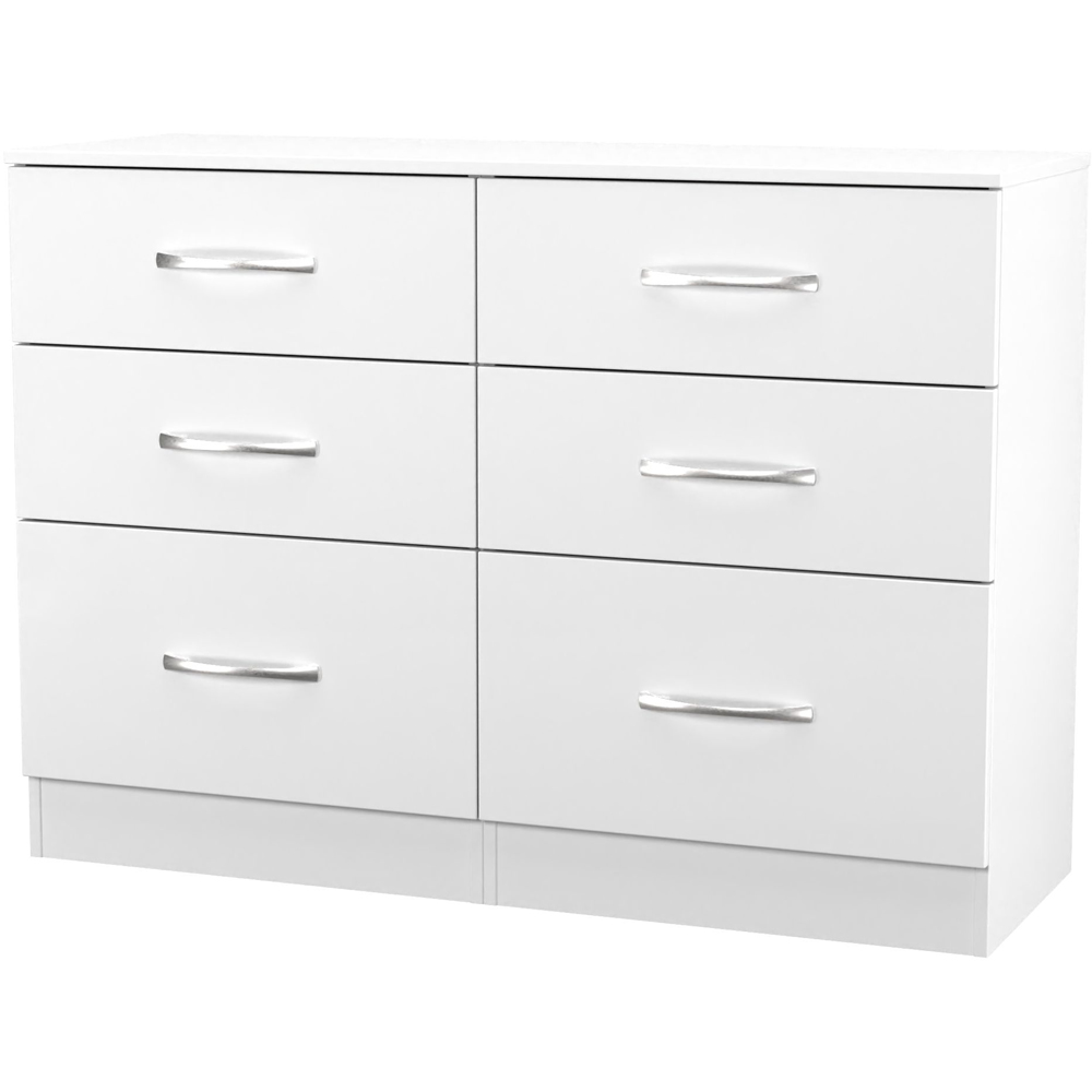 Crowndale Avon 6 Drawer Matt White Wide Chest of Drawers Ready Assembled Image 4