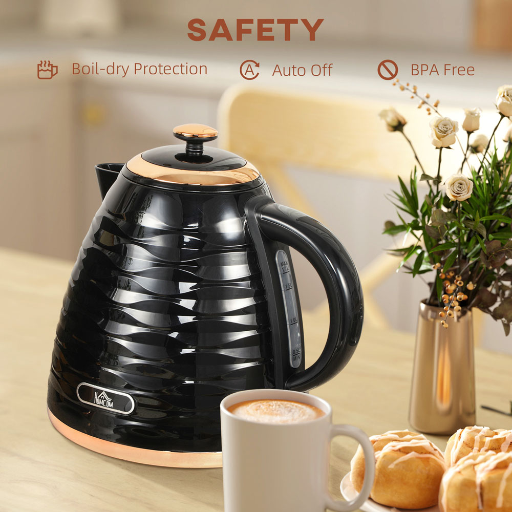 HOMCOM 800-207V70BK Black Ripple 1.7L Electric Kettle 3kW Image 7