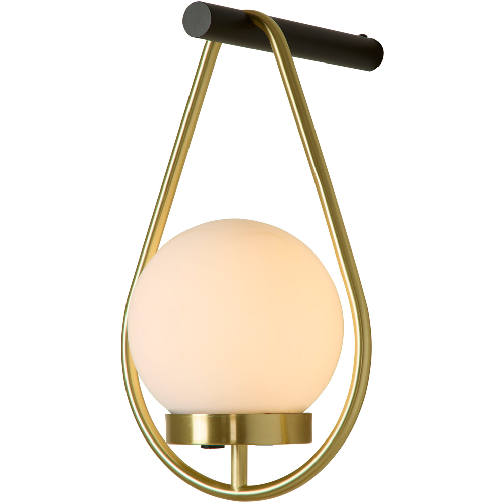 Lighting Collection LED Opal White Glass and Gold Rechargeable Wall Lamp Image 3