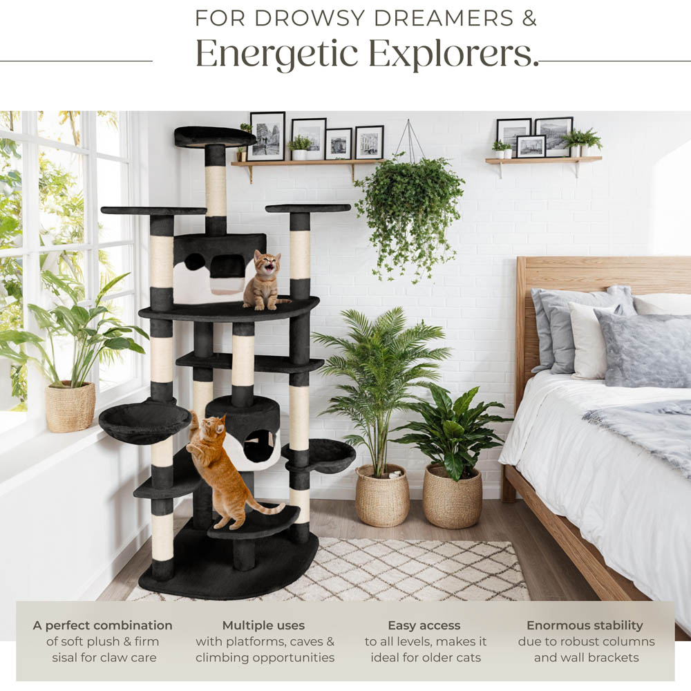 tectake Fippi Black and White Cat Tree with Scratching Post 201cm Image 3