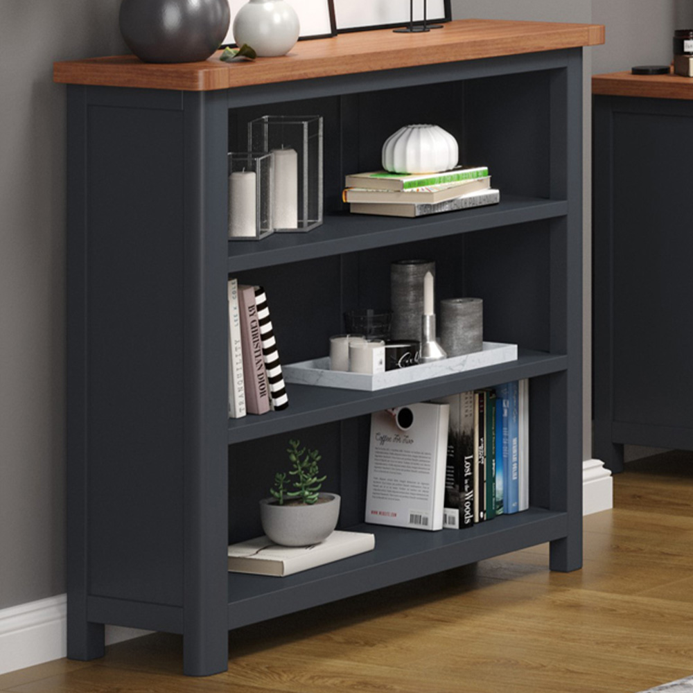 Core Products Dunkeld 3 Shelf Midnight Blue Low Bookcase Image 1
