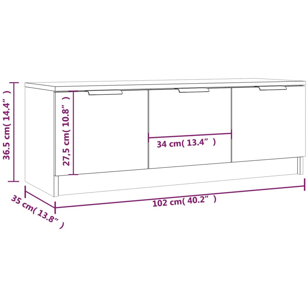 vidaXL 3 Door White TV Cabinet Image 9