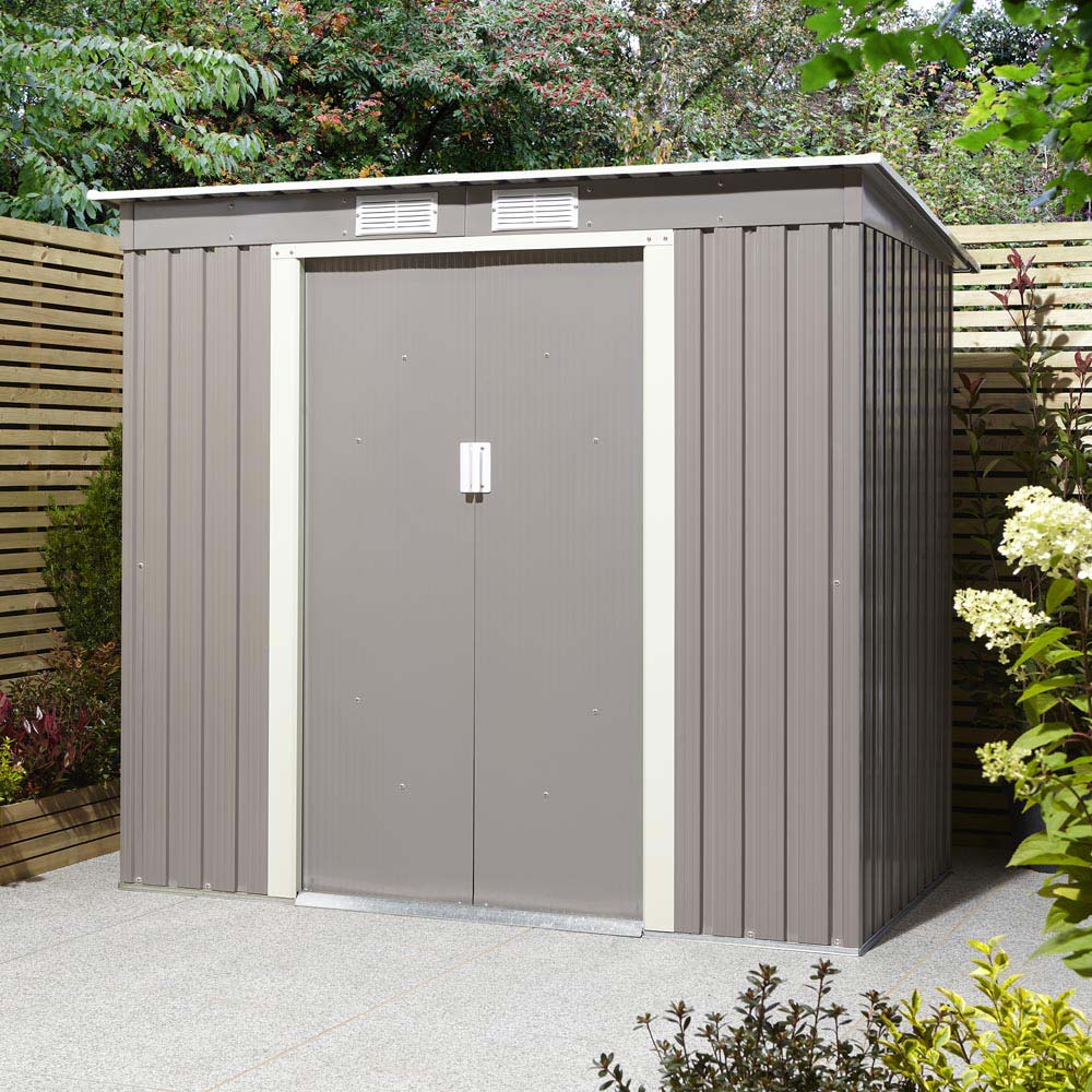 Rowlinson 6 x 4ft Grey Trentvale Pent Metal Garden Shed Image 3