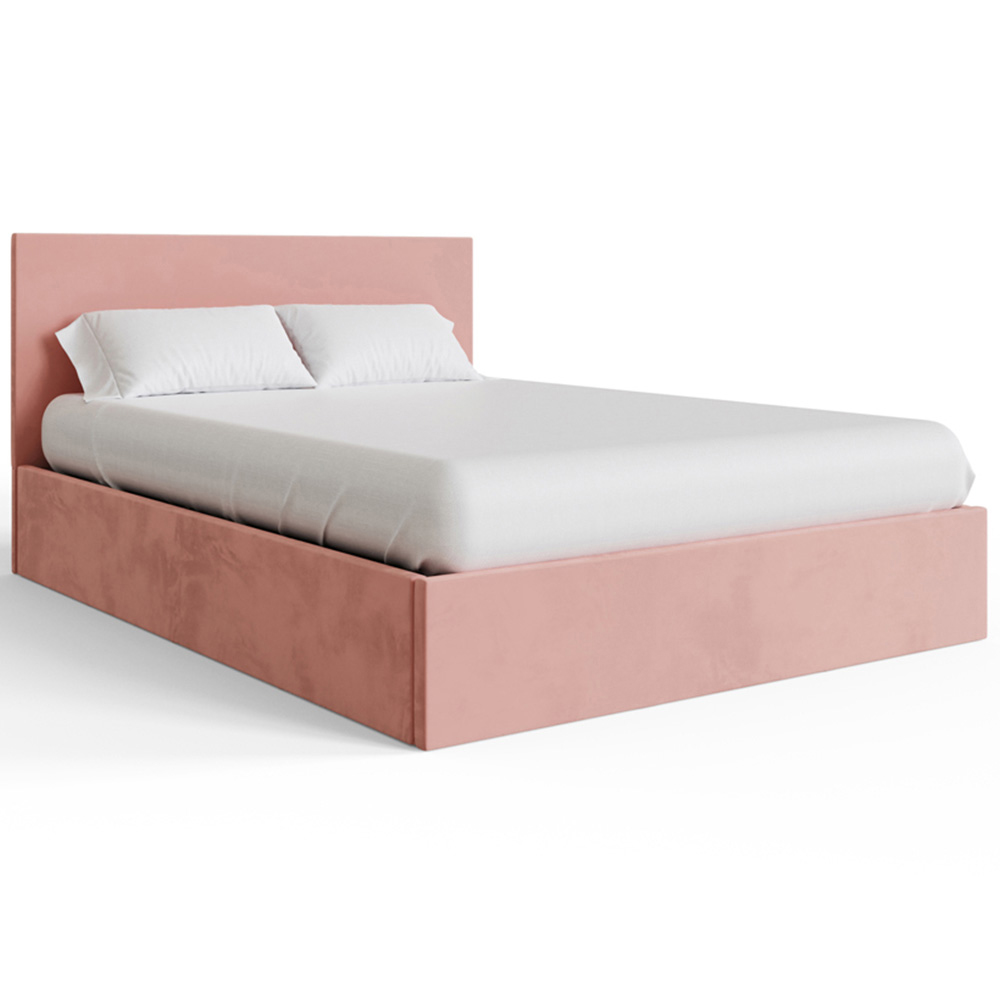GFW King Size Blush Pink Velvet End Lift Ottoman Bed with Memory Pocket Spring Mattress Image 3