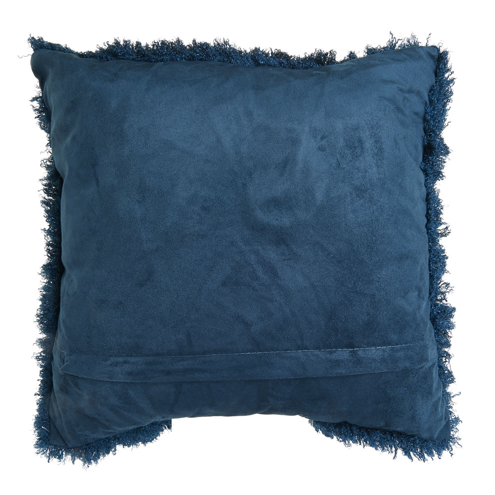 Wilko Blue Faux Mongolian Cushion 43 x 43cm Image 2
