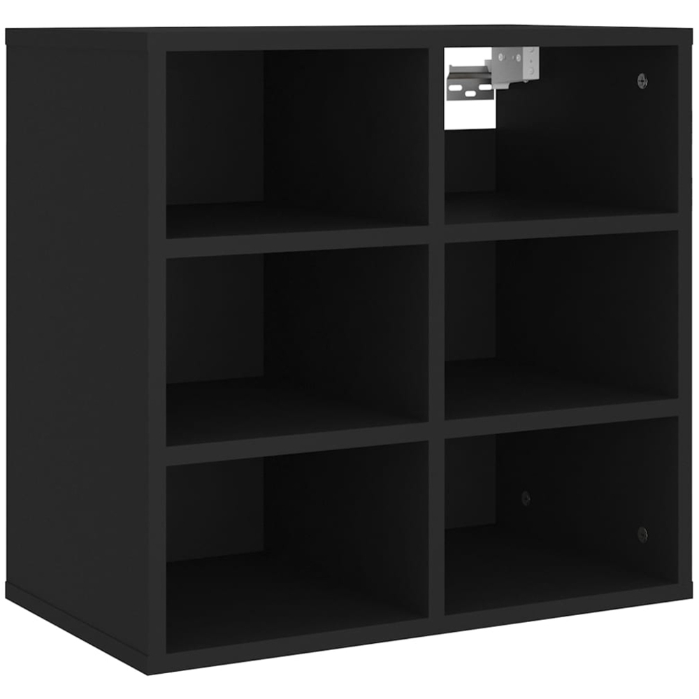 vidaXL 6 Open Shelf Black Shoe Storage Cabinet Image 5