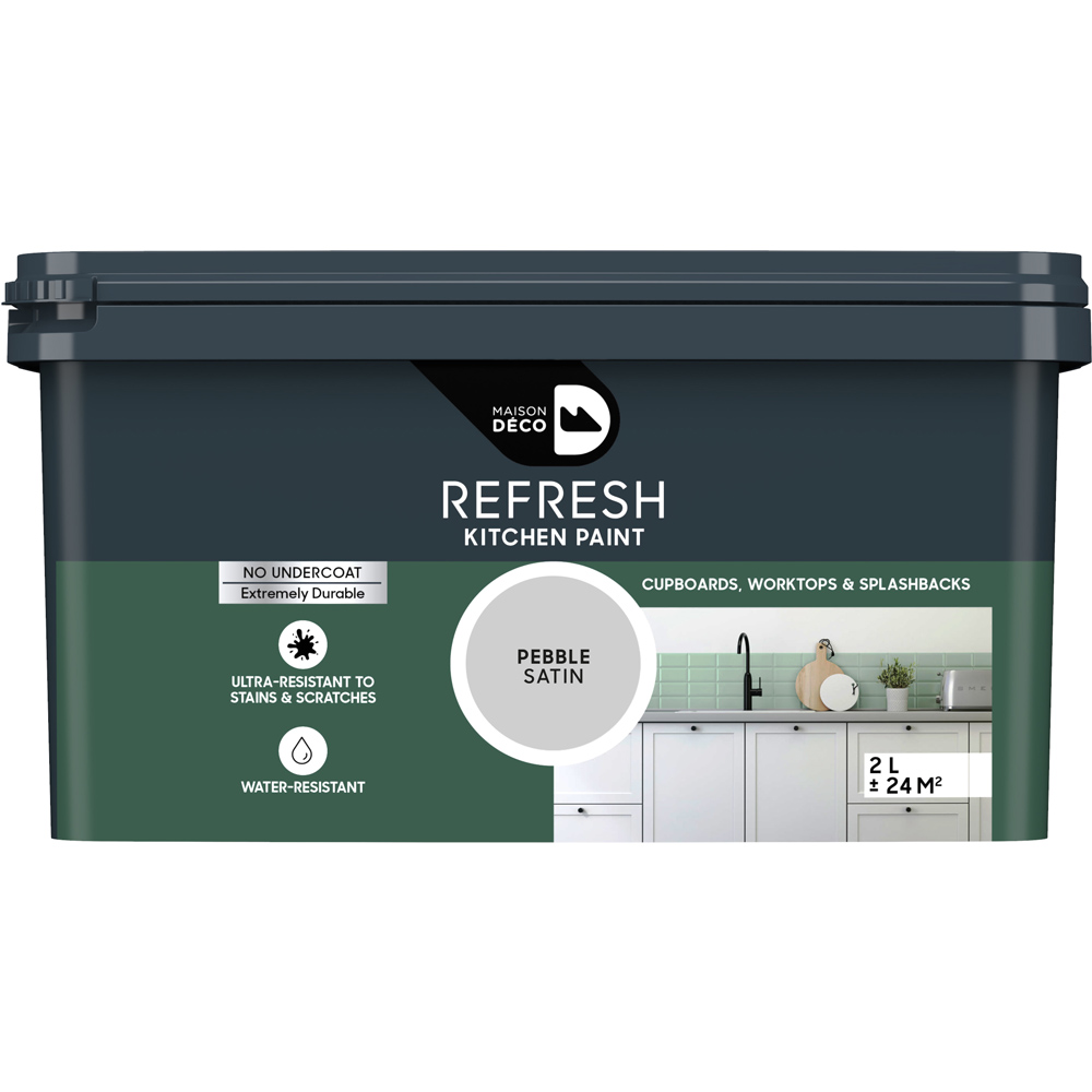 Maison Deco Refresh Kitchen Cupboards and Surfaces Pebble Satin Paint 2L Image 2
