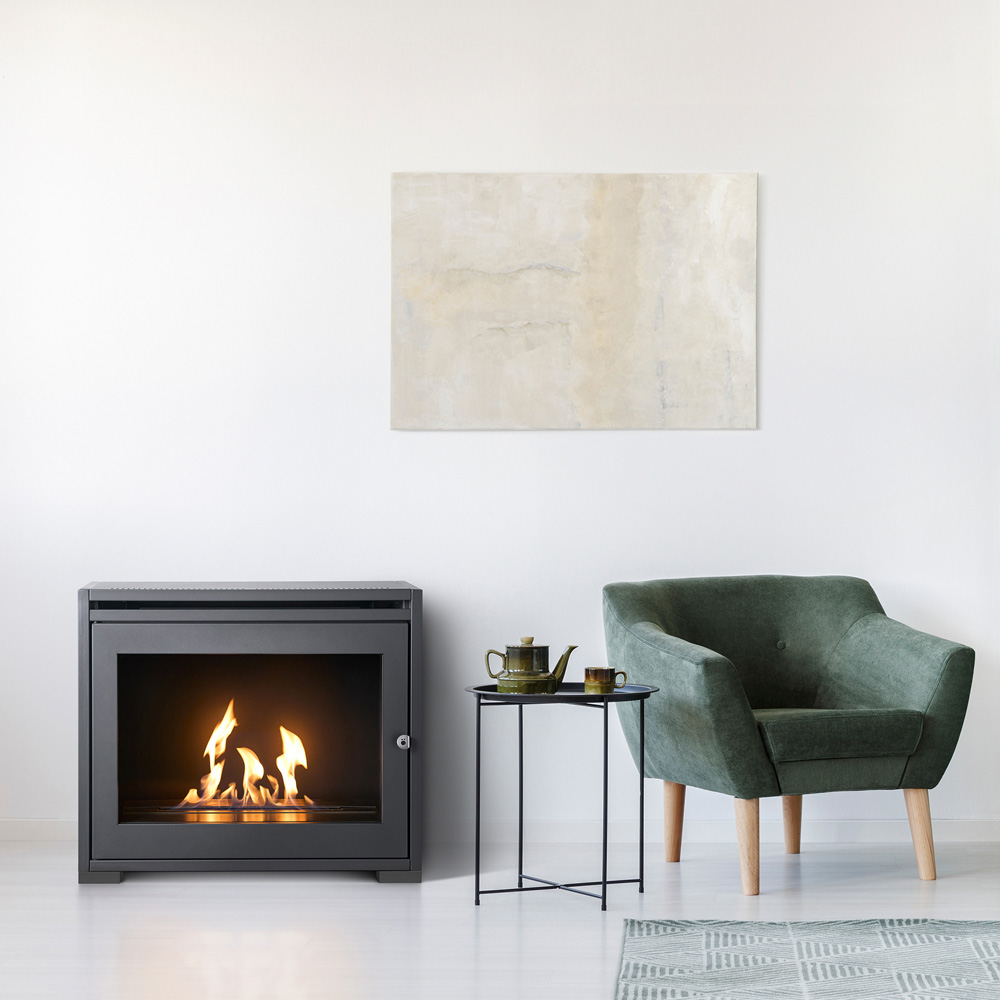OKO S6 Charcoal Grey Bio Ethanol Stove with Log Storage 3000W Image 7