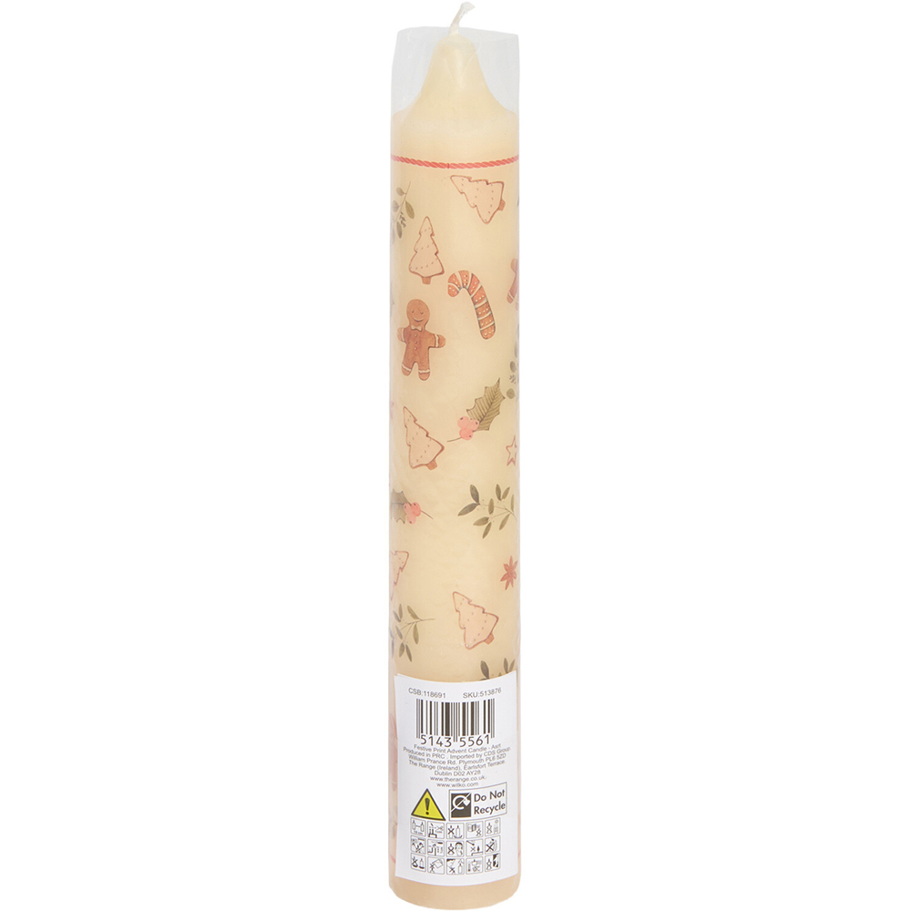 Festive Print Advent Pillar Candle Image 3