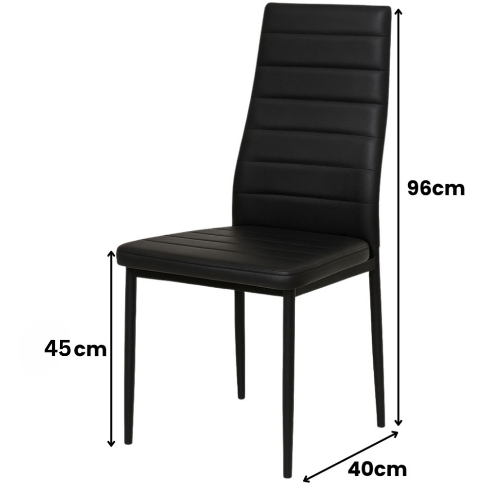 Portland 6 Seater Faux Leather Padded Dining Set Black Image 6