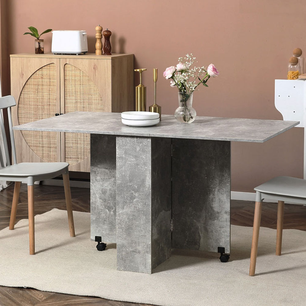 Portland Drop Leaf Dining Table Cement Grey Image 1