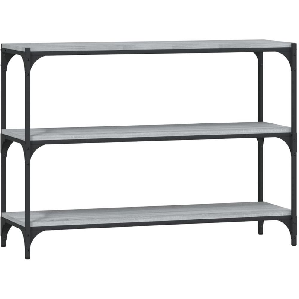 vidaXL 3 Shelf Grey Sonoma Wood and Steel Wide Bookcase Image 2