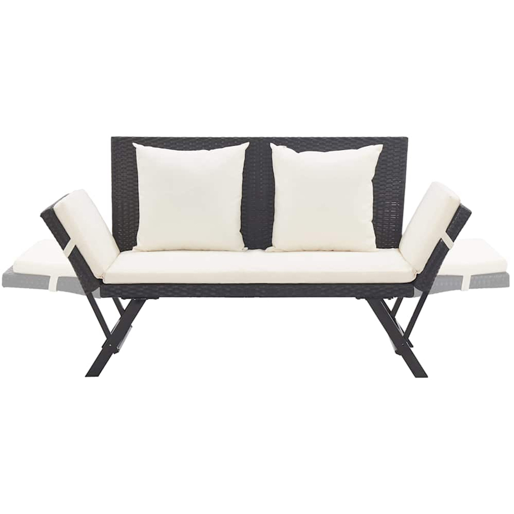 vidaXL 2 in 1 Black PE Rattan Garden Bench with Cushions Image 6