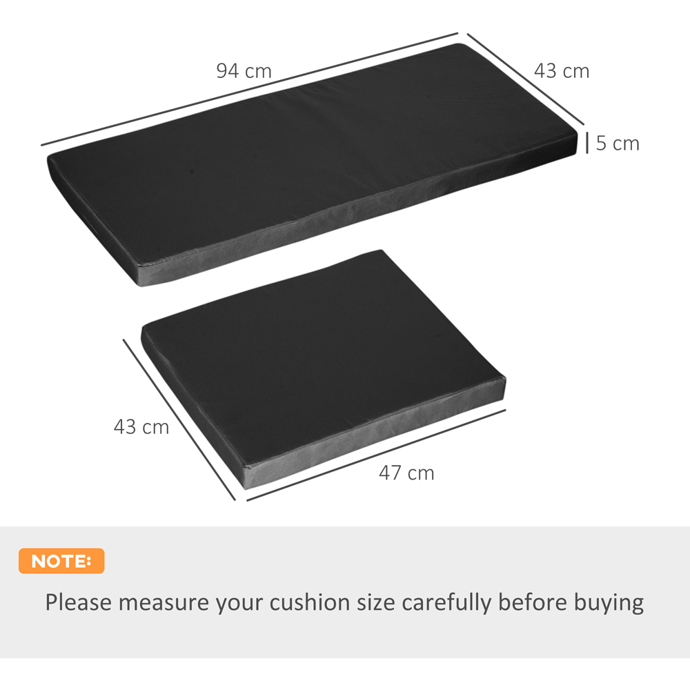 Outsunny Black Rattan Garden Lounge Replacement Cushion Pad Set 3 Pack Image 7