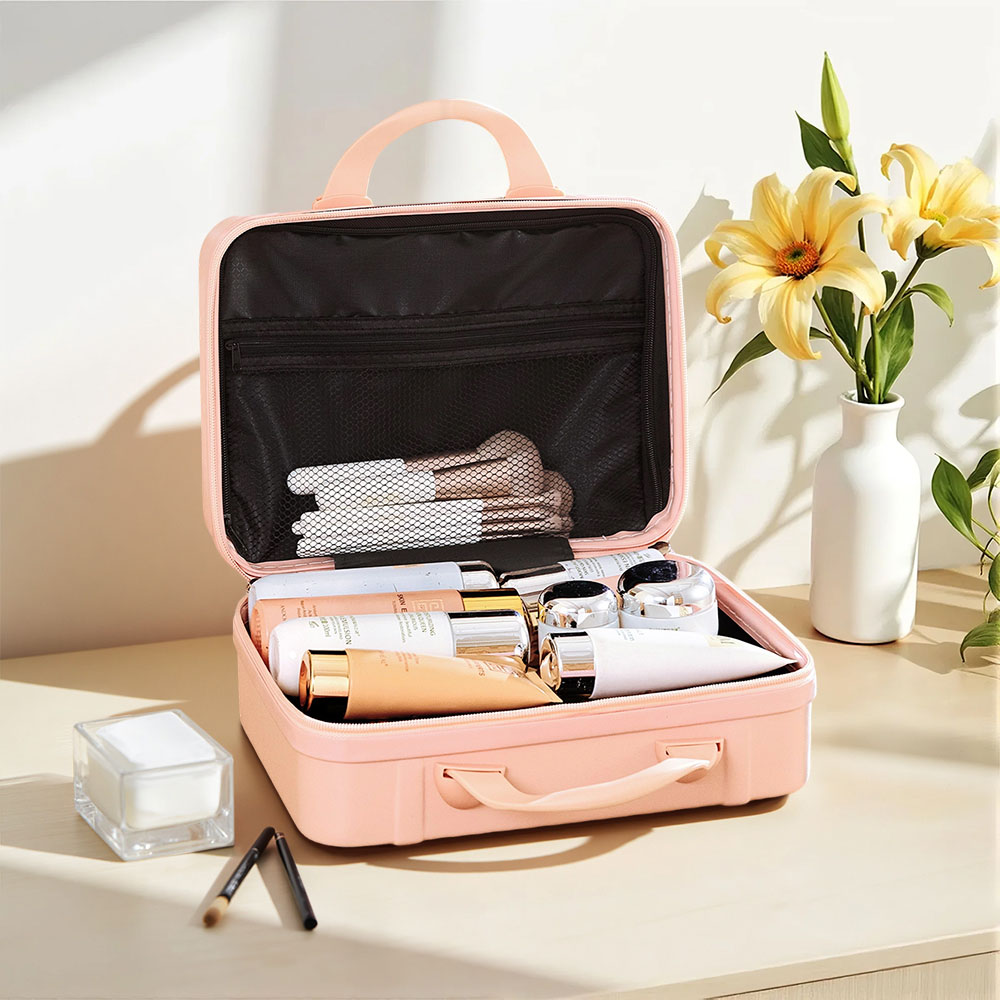 Living and Home Pink Portable Hard Shell Handheld Cosmetic Travel Case 31cm Image 5