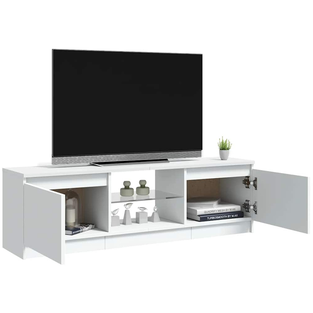 vidaXL 2 Door 2 Shelf White TV Cabinet with LED Lights Image 3