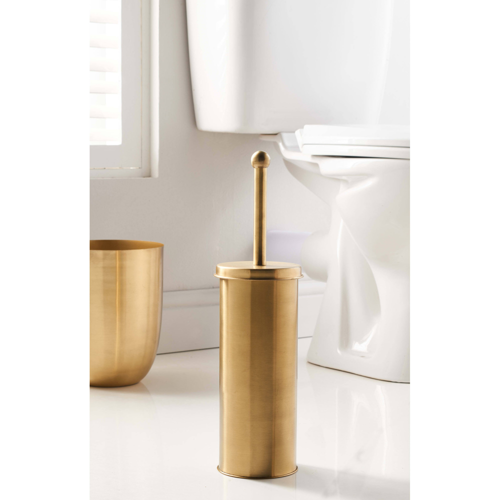 OurHouse Brass Toilet Brush and Bin Image 4