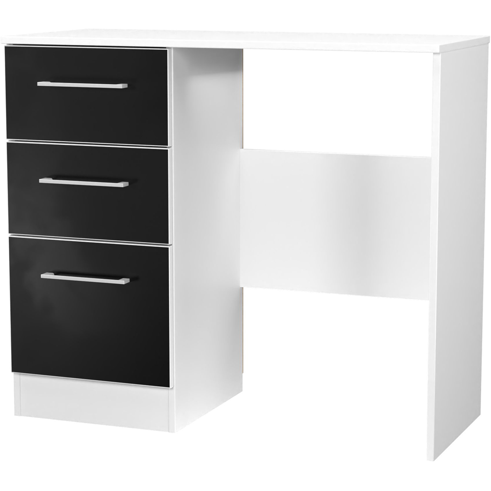 Crowndale Worcester 3 Drawer Matt Black and White Vanity Dressing Table Ready Assembled Image 3