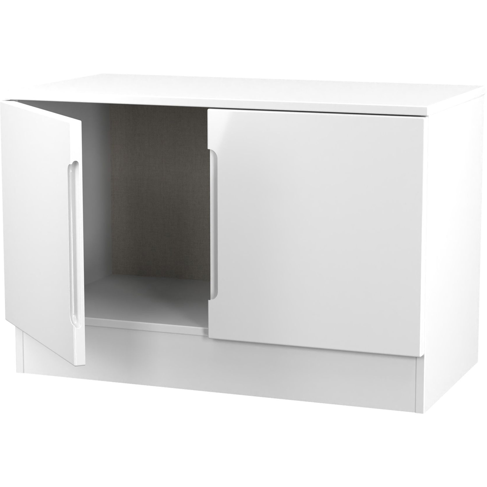 Crowndale Milan 2 Door White Gloss and White Compact Storage Unit Ready Assembled Image 6