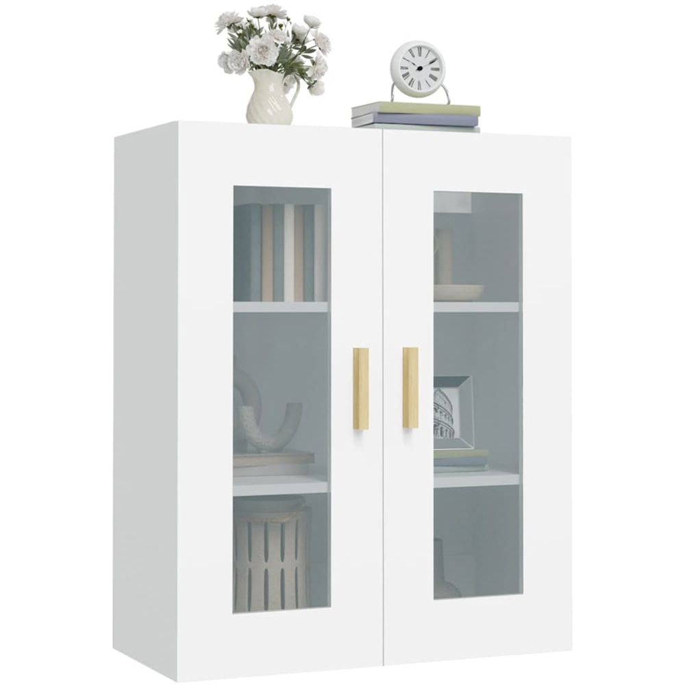 vidaXL 2 Door 3 Shelf White Hanging Wall Cabinet Image 6