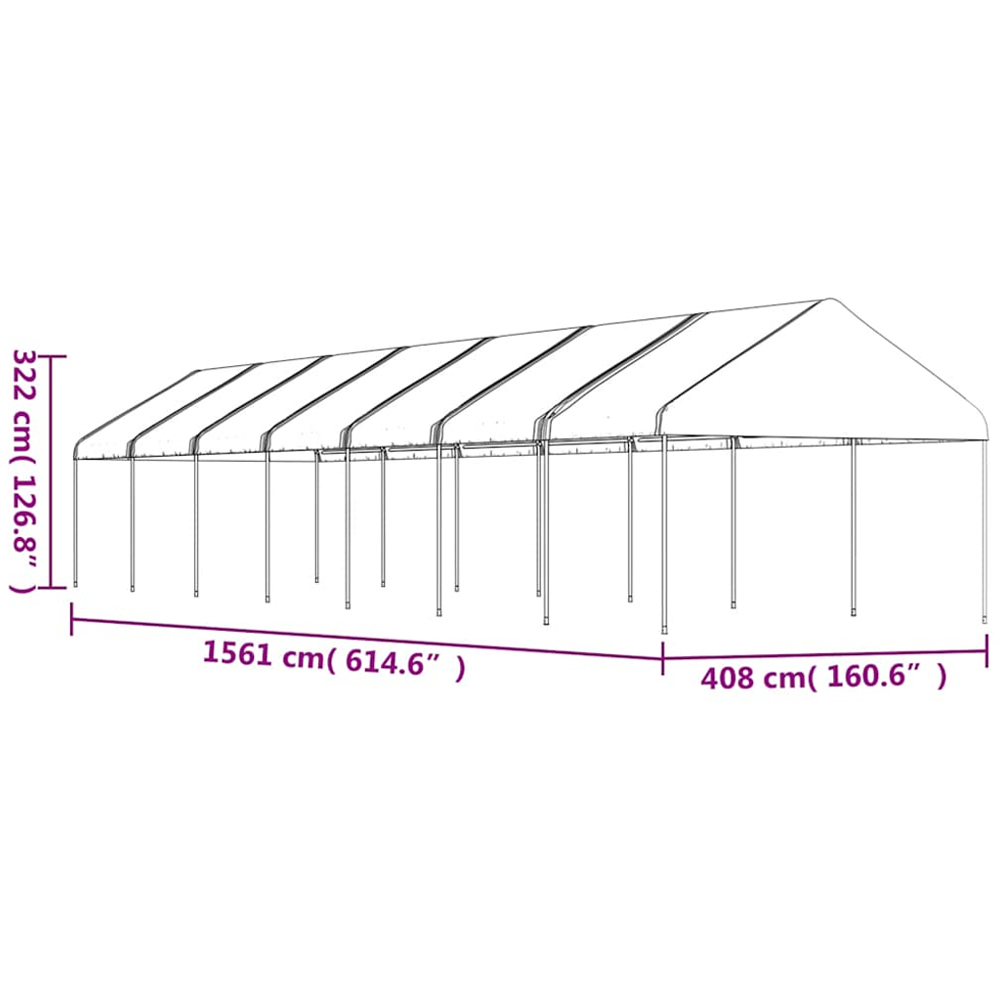 vidaXL 15.61 x 4.08m White Gazebo with Roof Image 5