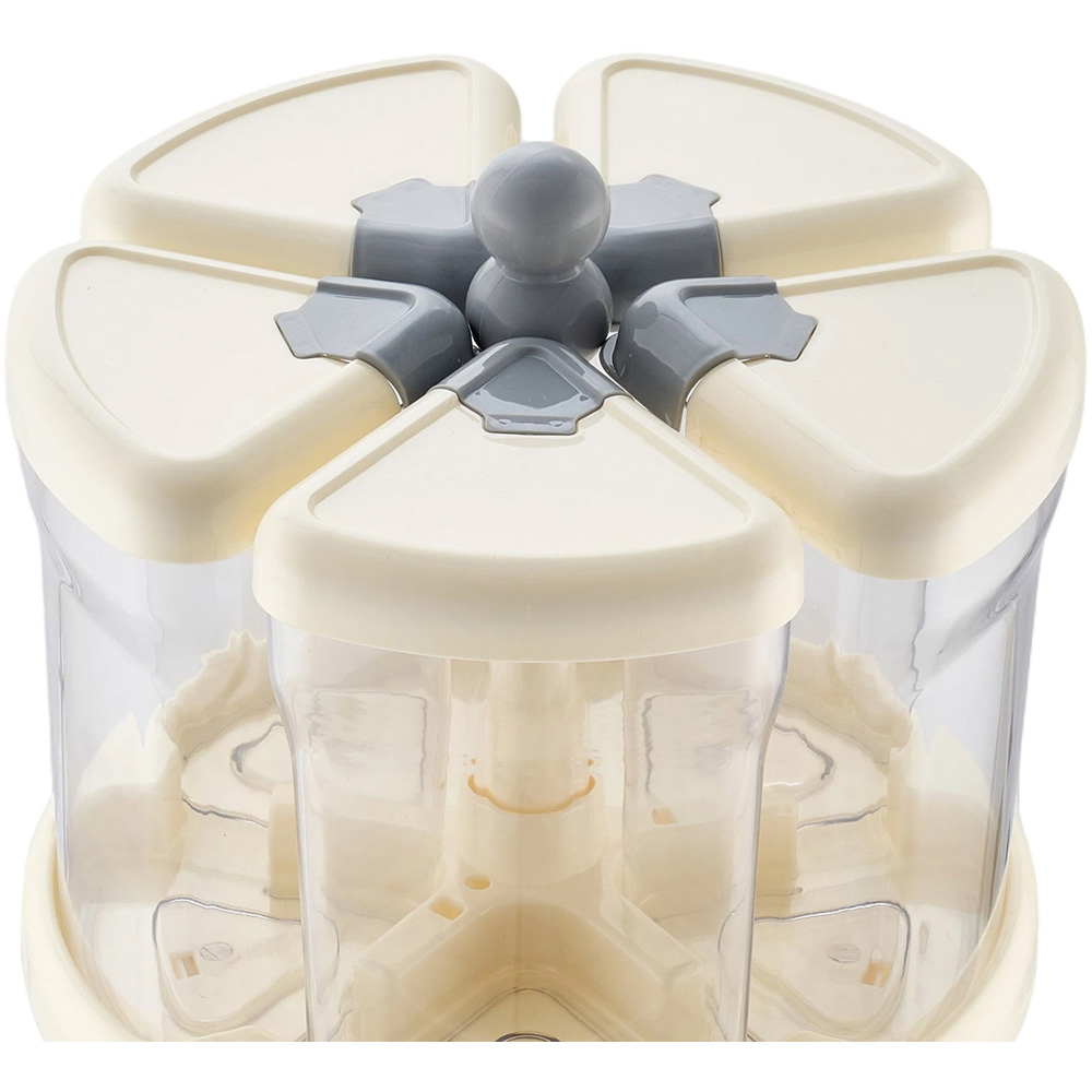 Living and Home Grey and Cream White 5 Container 360 Rotating Grain Dispenser Image 6