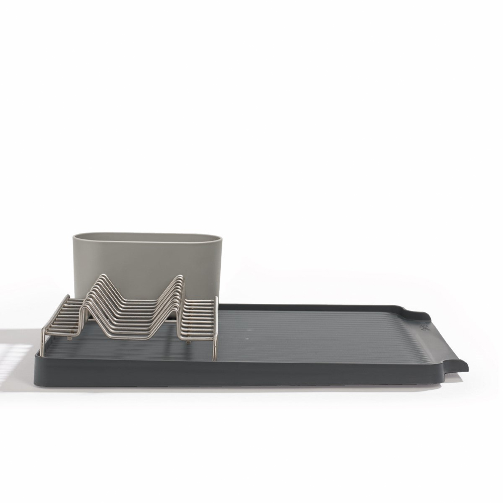ReBorn Dark Grey Large Kitchen Draining Rack with Cutlery Holder Image 3