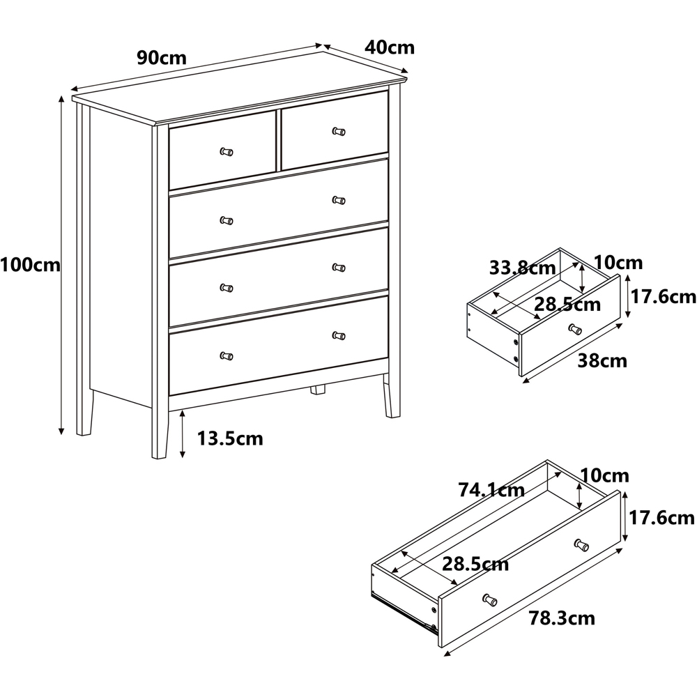 Core Products Henley 5 Drawer Oak Effect Wide Chest of Drawers Image 9
