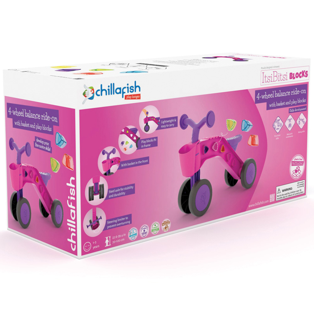 Chillafish ItsiBitsi Fuchsia Ride On with Play Blocks and Storage Basket Image 2