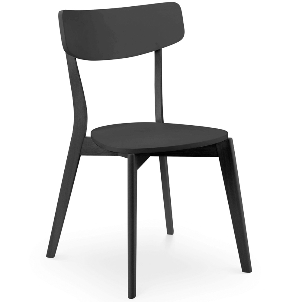 Julian Bowen Casa Set of 2 Black Solid Hardwood Dining Chair Image 3