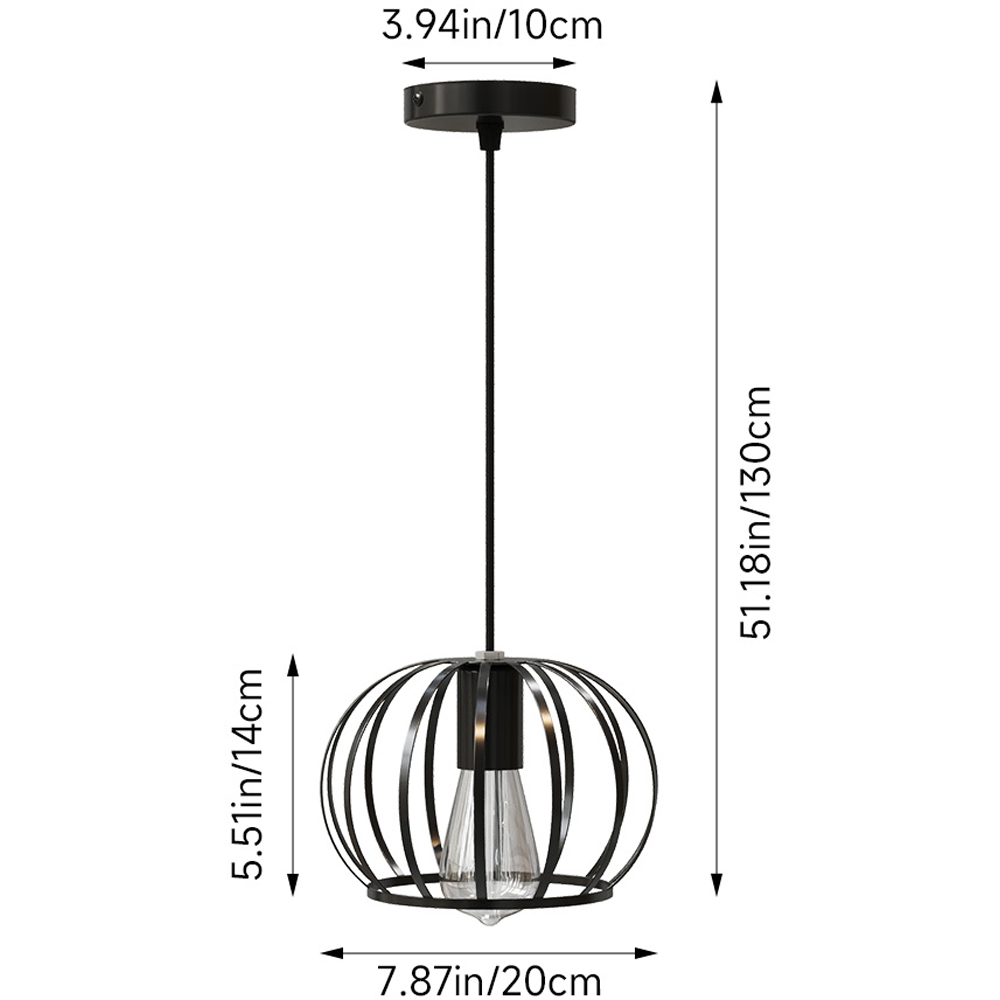 Living and Home Large Black Iron Lantern E27 Pendant Light Image 8