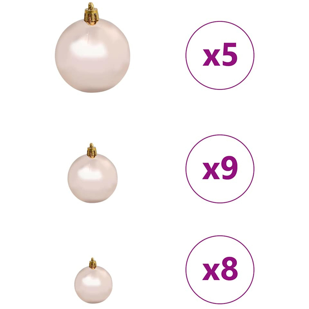 vidaXL Pre-Lit Rose Gold Bauble Pinecones Green Snow Flocked Artificial Pencil Christmas Tree 5ft Image 9