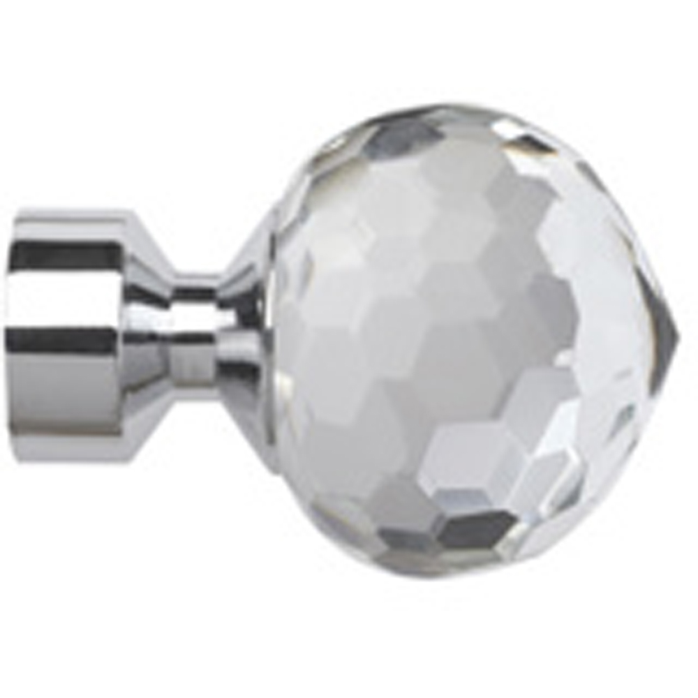 New Edge Blinds 170cm Fixed Length Chrome Eyelet Metal Curtain Pole Set with Bella Finial Image 2