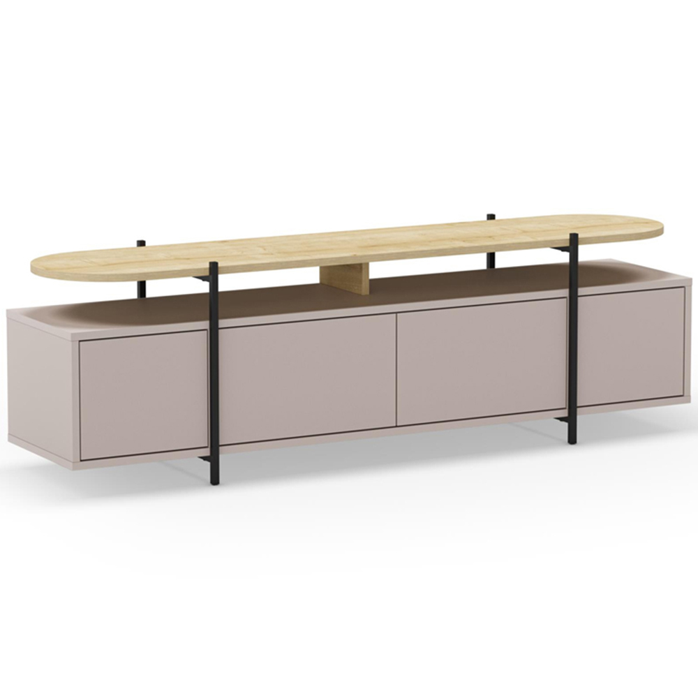 Decortie Hanley 4 Door Light Mocha TV Stand Image 4
